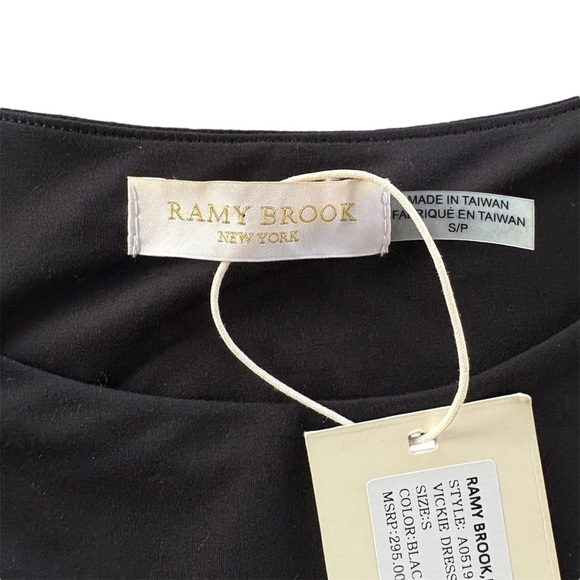 NWT RAMY BROOK Vickie Draped Sleeveless Cocktail Black Dress Size Small - Picture 3 of 9